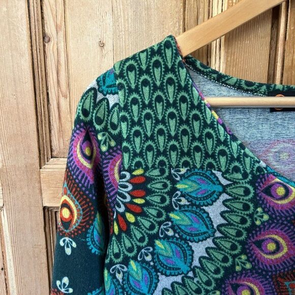 Luna Claire Small Sweater Dress Printed Peacock Colorful Mandala Boho Longsleeve - Picture 3 of 12
